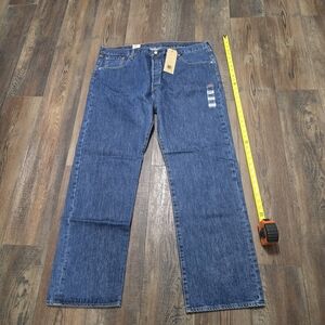 Men's Levis 501 Denim Blue Jeans Size 44x34 Straight  Original Big And Tall